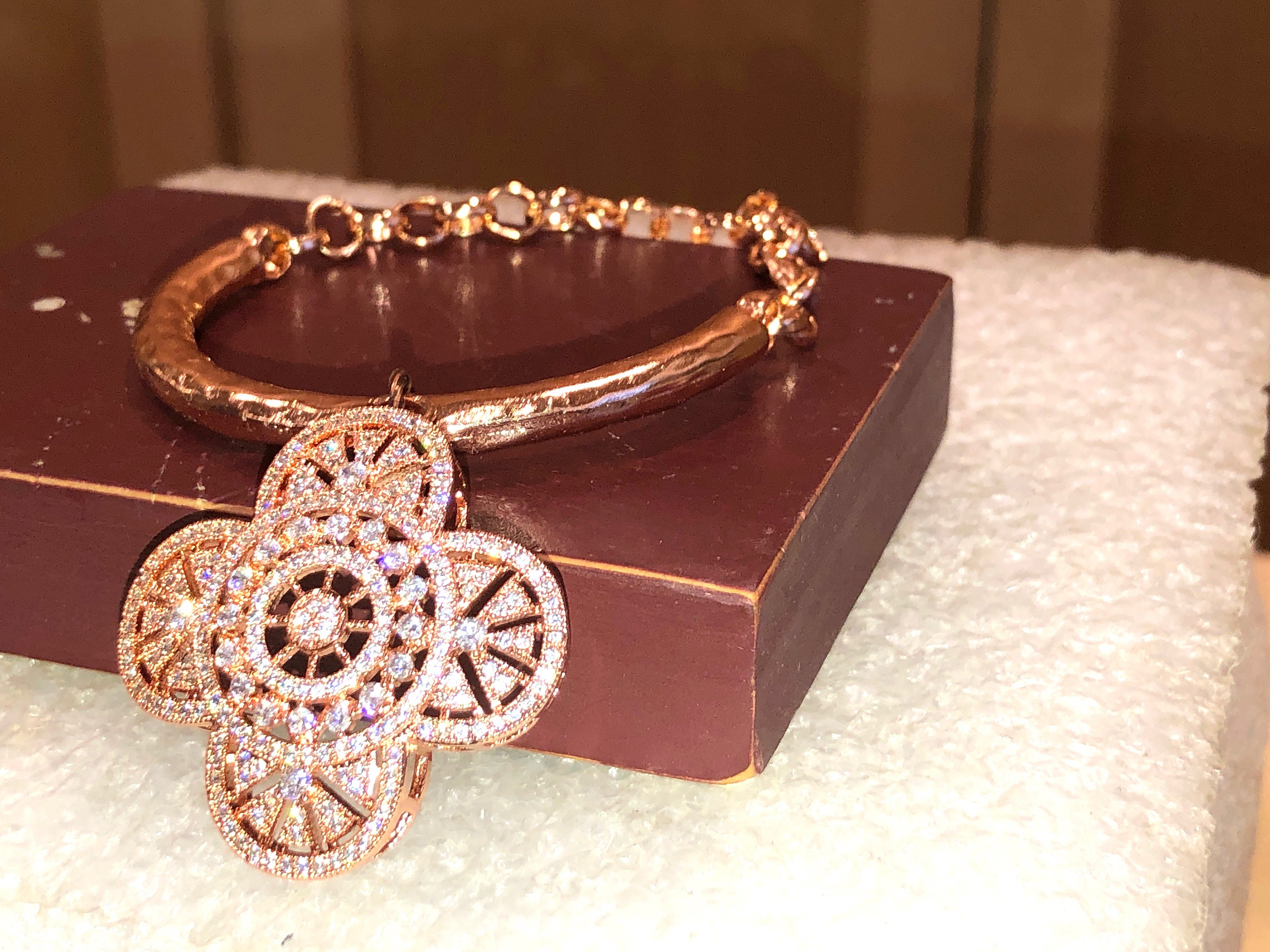 Brilliant 24K ROSE Gold Over Sterling Hammered Thick Etsy UK