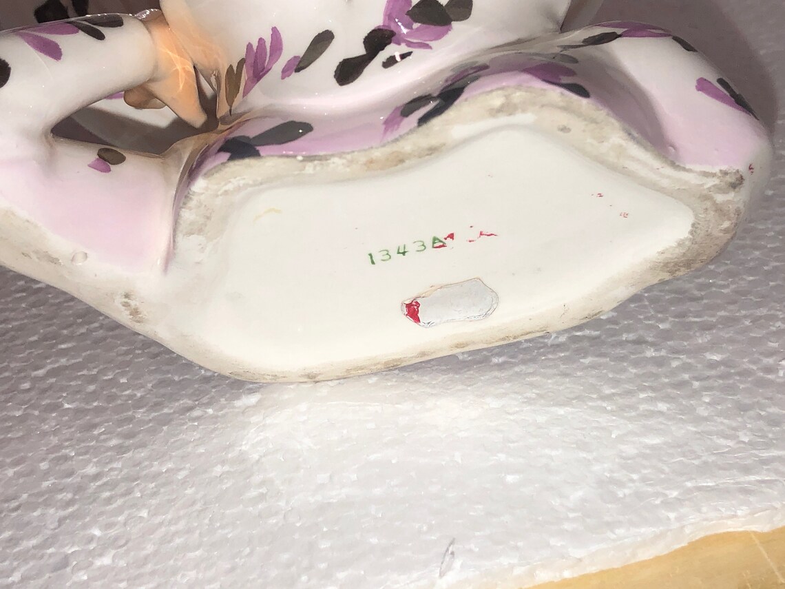 VIOLET: Numbered, LEFTON Sticker, Porcelain Vtg. Lady HEAD Vase W ...