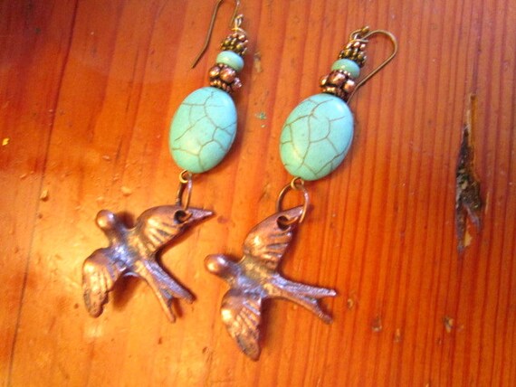 Marvelous OOAK Genuine TURQUOISE & Howlite, BRONZ… - image 3