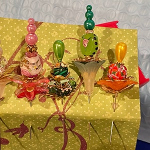 Great Ornate STICK, Corsage, Hat, Trinket PINS: Lampwork, Murano, Millefiore, CZECH Art Glass, Amethyst, Turquoise, Swarovski, More (1 pin)