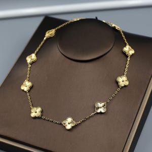 18K Gold Plated Clover Necklace, 925 Silver Pendant