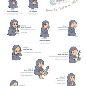 Islamic Kids Ablution Guide: Muslim Children&#39;s Educational Poster (Digital Download)