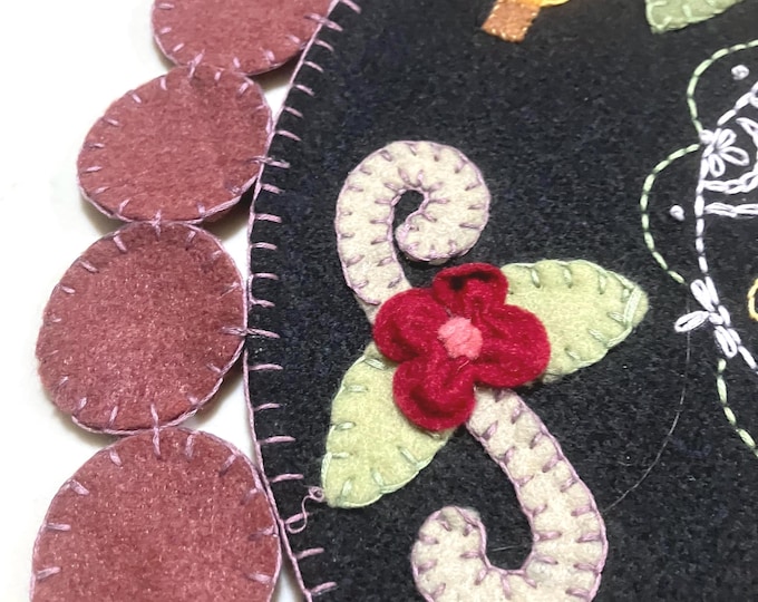 Featured listing image: Hand Sewn Felt Decorative Piece, 16 Inch Diameter in Farmhouse Style