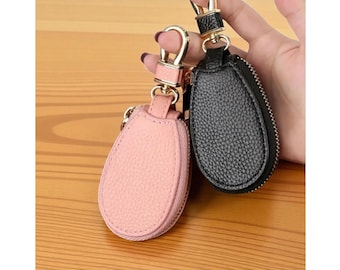 Leather Keychain Wallet, Zipper Key Holder Case, Mini Coin Purse, Multifunctional Card Organizer Gift