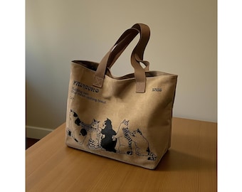 Women's Canvas Tote Bag, Fashionable Shoulder Bag, Zipper Closure Handbag