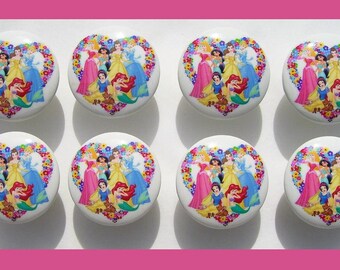 8 set Princess Flower Hearts Dresser Drawer Knobs kids girls Handmade items