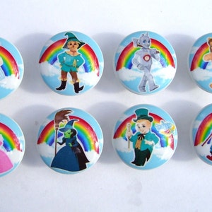 8  WIZARD OF OZ  Over the Rainbow kids boys girls  Dresser Drawer knobs pulls Handmade items