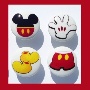 Set of 4 knobs  Mickey Mouse Pants shoes ears gloves kids boys girls baby mtm bedding  Dresser Drawer knobs Handmade items