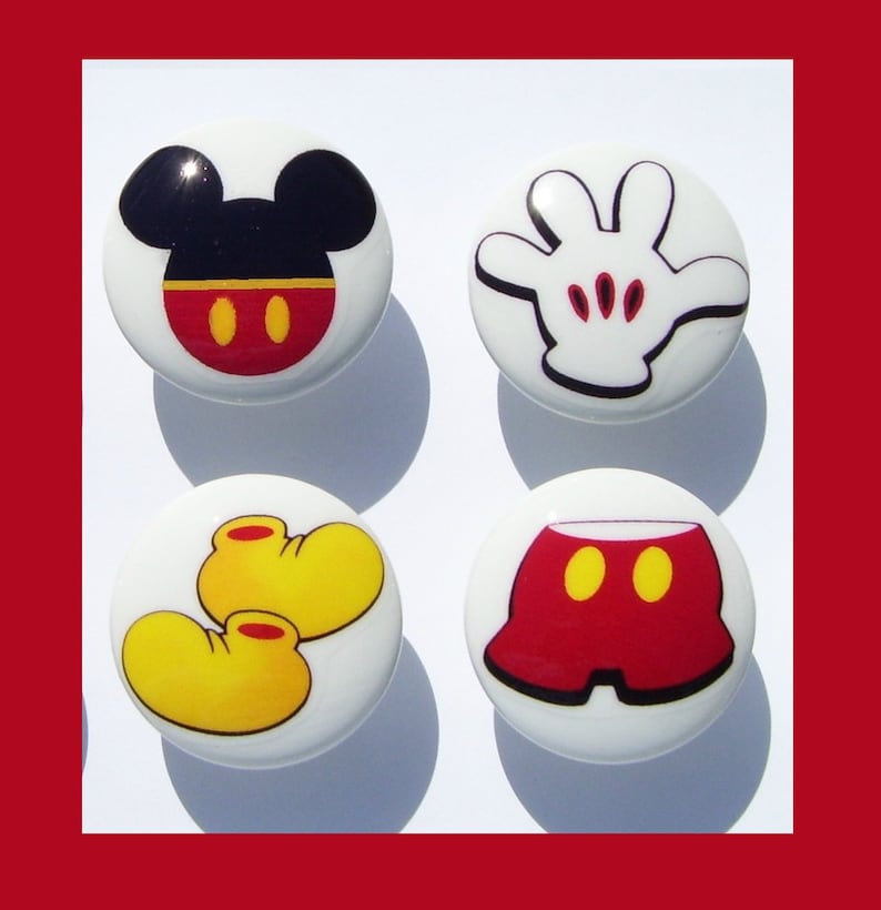 8 12 or 16 Mickey Mouse Pants shoes ears gloves kids boys girls baby mtm bedding  Dresser Drawer knobs Handmade items Set of 4