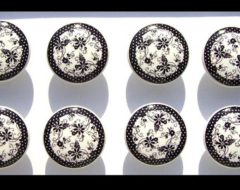 8 Black and White flower polka dot damask Elsa  kids boys girls  Dresser Drawer Knobs Handmade items