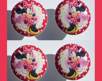 4 (Four)  MINNIE MOUSE Mirror images Daisy Red baby kids girls mtm bedding dresser drawer knobs Handmade items