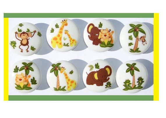 8 Jungle Animals Drawer Knobs Kids Boy Girl Baby Handmade Etsy