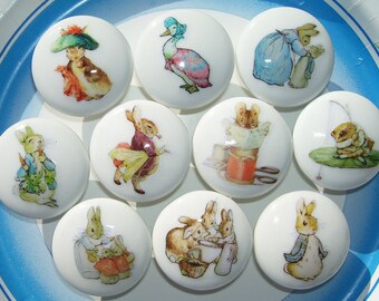 4. 8. 10. 12. 16  knobs  PETER RABBIT Ben Bunny Beatrix Potter kids boys girls baby mtm bedding  Dresser Drawer Knob Handmade items