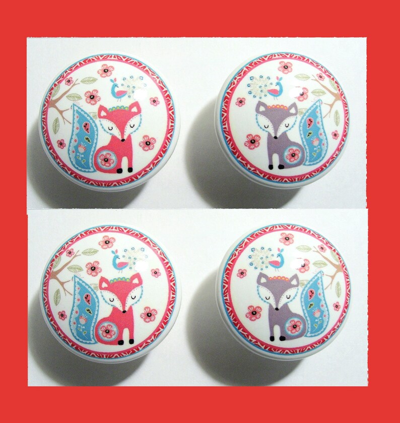 Set Of 2 4 8 10 12 Or 16 Knobs Baby Fiona Fox Kids Girls Dresser Drawer Mtm Bedding Made As Ordered
