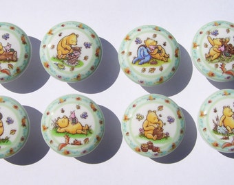 4, 8, 12, or 16  Classic WINNIE The POOH with small pooh border unisex childrens kids boys girls  Dresser Drawer Knobs Handmade items