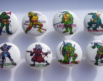 8 set Teenage mutant ninja turtles TMNT  Names or NO Names boys kids mtm bedding Dresser Drawer Knobs Handmade items