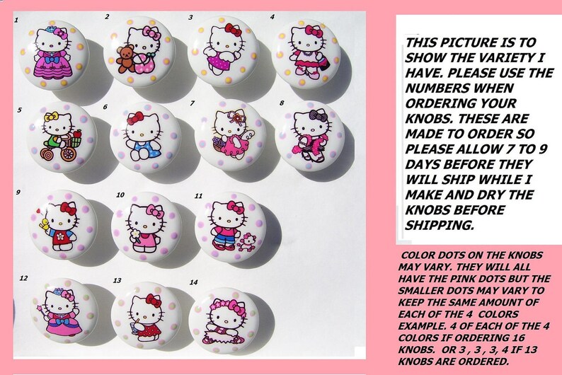 1 One Hello Kitty Dresser Drawer Knobs You Pick The Etsy
