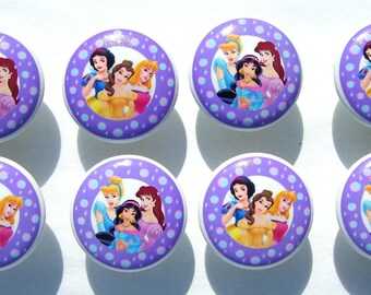 8 set Purple Princess  kids girls  Dresser Drawer Knobs Handmade items