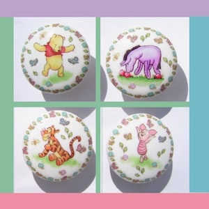 Set of 4  WINNIE The POOH and Friends  unisex childrens kids  Dresser Drawer Knobs Handmade items