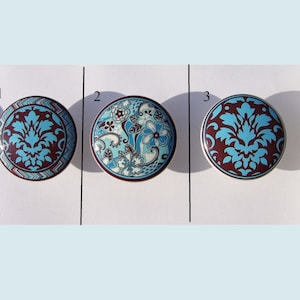 1 One  BROWN TEAL Damask   your choice of print  kids boys girls baby mtm bedding sets  Dresser Drawer Knobs Handmade items