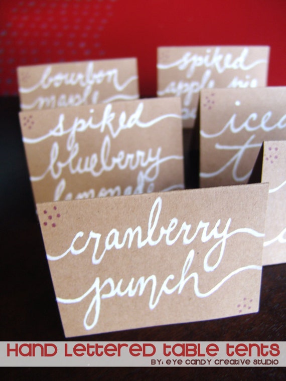 HAND LETTERED Tabletents - Menu Cards - Wedding Sign - Food Labels - Dessert Table Tents - Birthday Party - Custom Placecards - Calligraphy Il_570xn