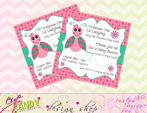 BABY SHOWER Invitation - Ladybug Invite - Customized DIY Printable - Baby Shower Invite - Baby Girl shower Il_570xn
