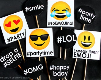 EMOJI PHOTO Props - emoji Photo Booth Props- Emoji party photo props - Selfie party photo props - DIY Printables - Instant Download