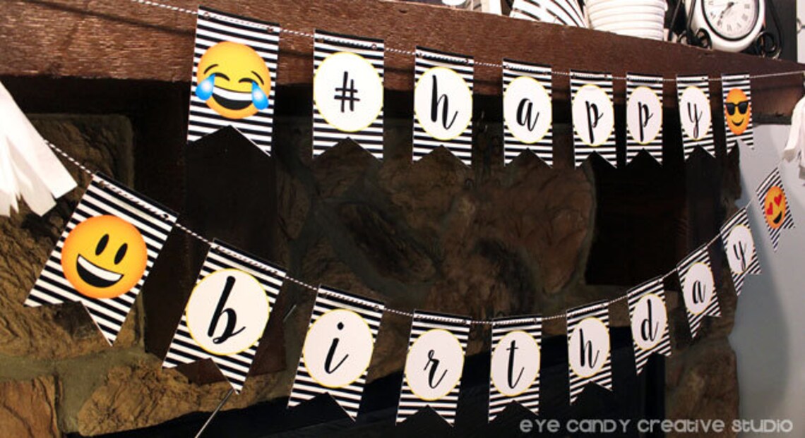 EMOJI Birthday Party BANNERS Set of 3 Emoji Birthday Banners Emoji ...