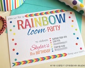 RAINBOW LOOM Birthday INVITE - Rainbow Loom party - Over the Rainbow Party - Rainbow Birthday Party - custom invite Il_170x135