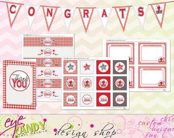 GRADUATION - Backyard BBQ collection - Custom School Colors - Graduation Party - Backyard bbq collection - Grad Party - DIY printables