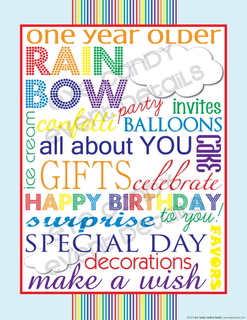 RAINBOW Birthday Party RAINBOW Party Customized Birthday Rainbow birthday Printable Party Pack Collection image 4