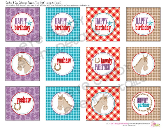 COWBOY Birthday Party - COWGIRL Birthday Party - Customized Birthday- western party - Printable Party Pack Collection Il_570xn