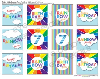 RAINBOW Birthday Party - RAINBOW Party - Customized Birthday- Rainbow birthday - Printable Party Pack Collection