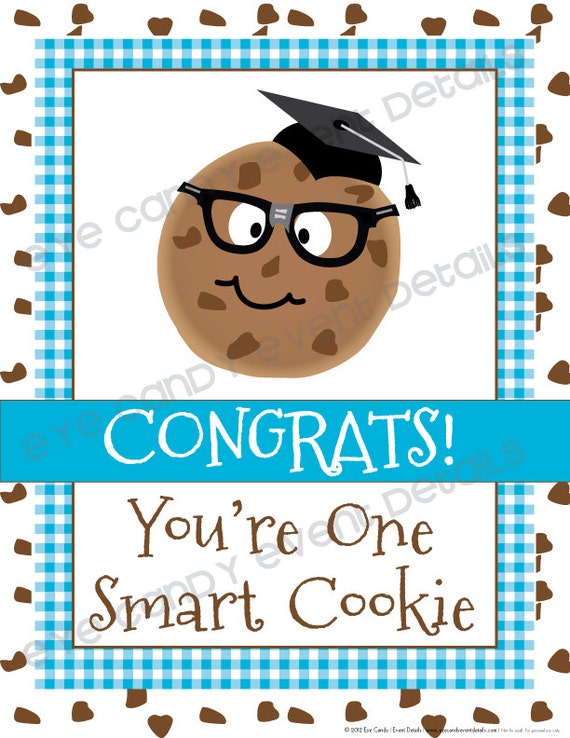 One Smart Cookie/ Milk & Cookies / Back to School Party Pack COMPLETE Set - GRADUATION Party - Blue and Brown -DIY Printable Collection Il_570xn