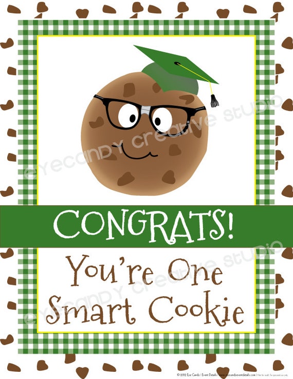 One Smart Cookie/ Milk & Cookies / Back to School Party Pack COMPLETE Set - GRADUATION Party - Green and Brown -DIY Printable Collection Il_570xn