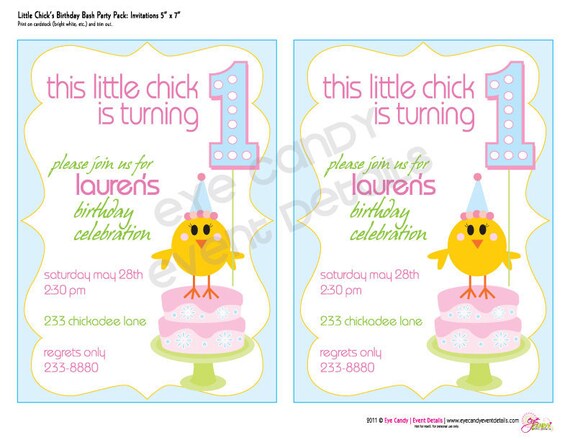 Chick Birthday INVITE - Little Chick Birthday - Easter Birthday - One Year Birthday - Chick Birthday Invite - Kids Birthday Party Invite Il_570xn