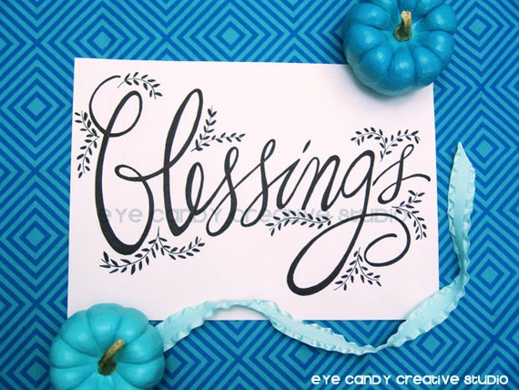 Blessings ART PRINT - Baby Shower Art Print - Thanksgiving Art Print - Digital Art Print - hand lettered art print - Hand Lettering - Twins Il_570xn