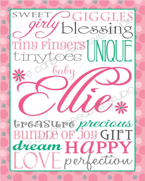 SUBWAY ART for BABY - printable digital Baby Shower Subway Art - custom Kid's name Il_570xn