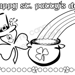 St. Patty's Day Coloring Pages St. Patty's Day Kids Party Photo Booth Props Kids St Patrick's Day St Patty's Day Classroom Party image 1