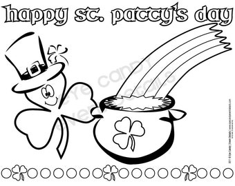 St. Patty's Day Coloring Pages - St. Patty's Day Kids Party - Photo Booth Props - Kids St Patrick's Day - St Patty's Day Classroom Party