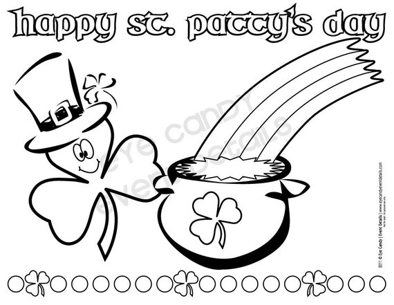 St. Patty's Day Coloring Pages - St. Patty's Day Kids Party - Photo Booth Props - Kids St Patrick's Day - St Patty's Day Classroom Party Il_570xn