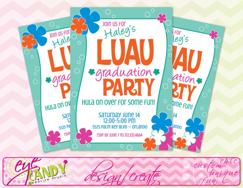 GRADUATION Graduation LUAU Graduation invite Luau party Graduation party Printable DIY image 1