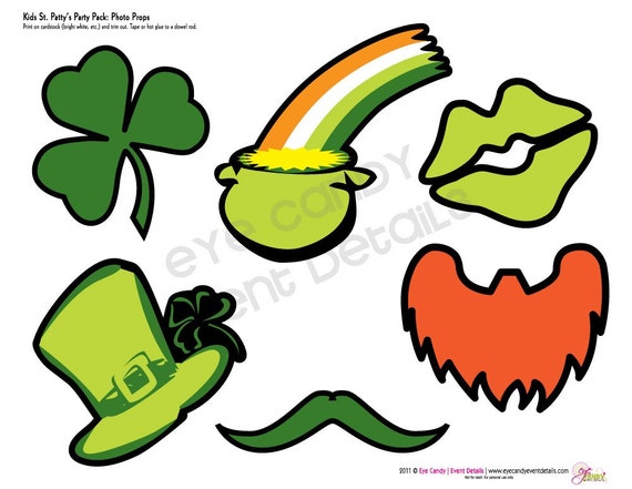 St Patty's Day PHOTO PROPS - St Pattys day - St Paddys Photo Booth Props - Irish Photobooth props - St Patrick's Day photo props - DIY props Il_570xn