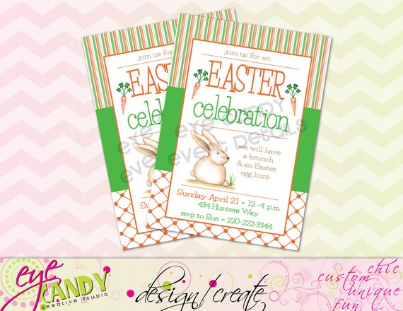 EASTER Invite - Hoppy Easter - DIY Printable Invitation - Hoppy Easter Invite - Bunny Invite Il_570xn