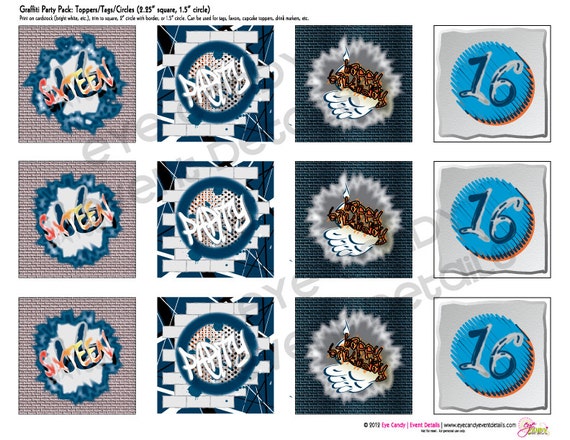 BIRTHDAY- Graffiti Birthday Party - Boys Birthday - CUSTOM -16th Birthday DIY Printable Party Pack - teen boy party Il_570xn