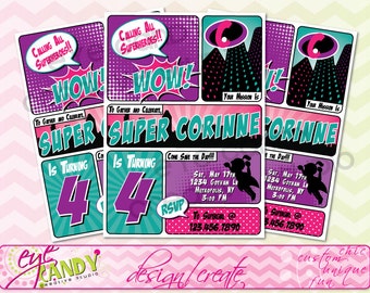 SUPERHERO Birthday INVITE -  Birthday Invite  - Girls Superhero party  - hero party - custom invite - digital invite