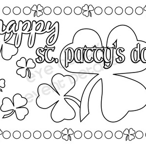 St. Patty's Day Coloring Pages St. Patty's Day Kids Party Photo Booth Props Kids St Patrick's Day St Patty's Day Classroom Party image 3