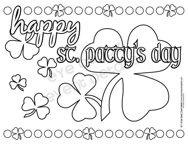 St. Patty's Day Coloring Pages St. Patty's Day Kids Party Photo Booth Props Kids St Patrick's Day St Patty's Day Classroom Party image 3