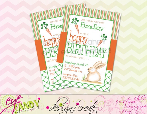 EASTER BIRTHDAY Invite - Hoppy Birthday - Easter Birthday - DIY Printable Invitation - Hoppy Birthday Easter Invite Il_570xn