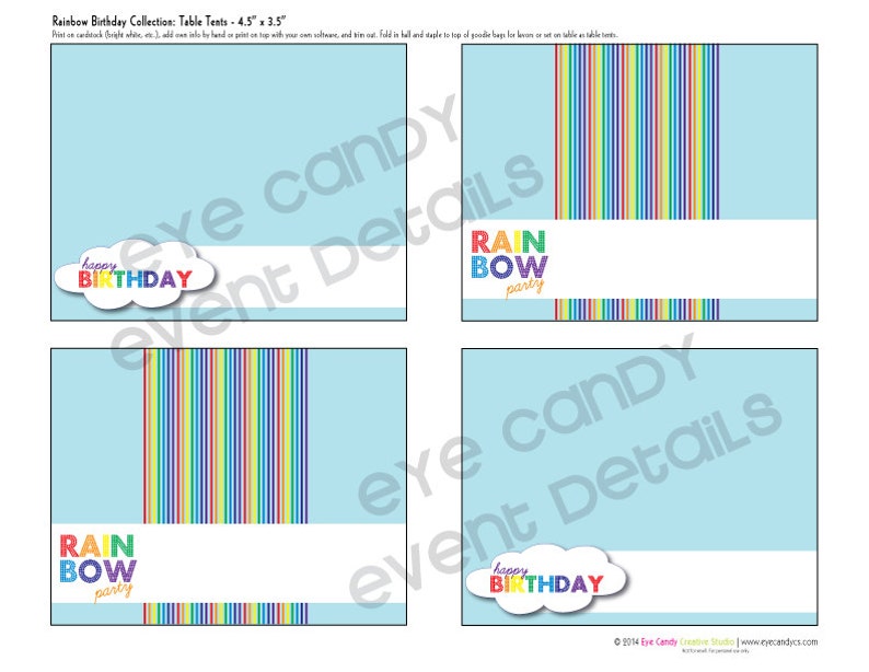 RAINBOW Birthday Party RAINBOW Party Customized Birthday Rainbow birthday Printable Party Pack Collection image 5